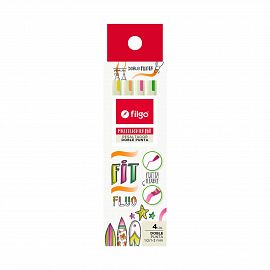 RESALTADOR FILGO FIT DOBLE PUNTA FLUO X4U. (MTLFIT-E4-FLU)