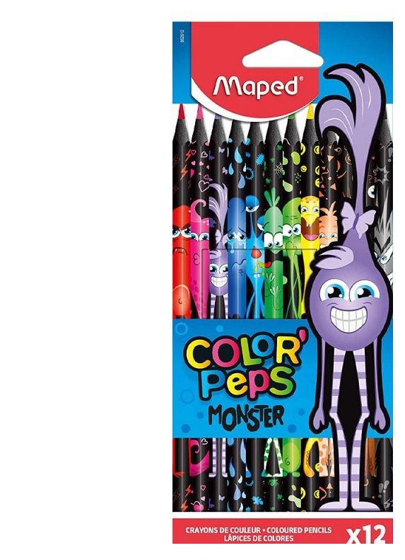 LAPIZ MAPED DE COLOR PEPS DECORADOS MONSTER X12 (862612)