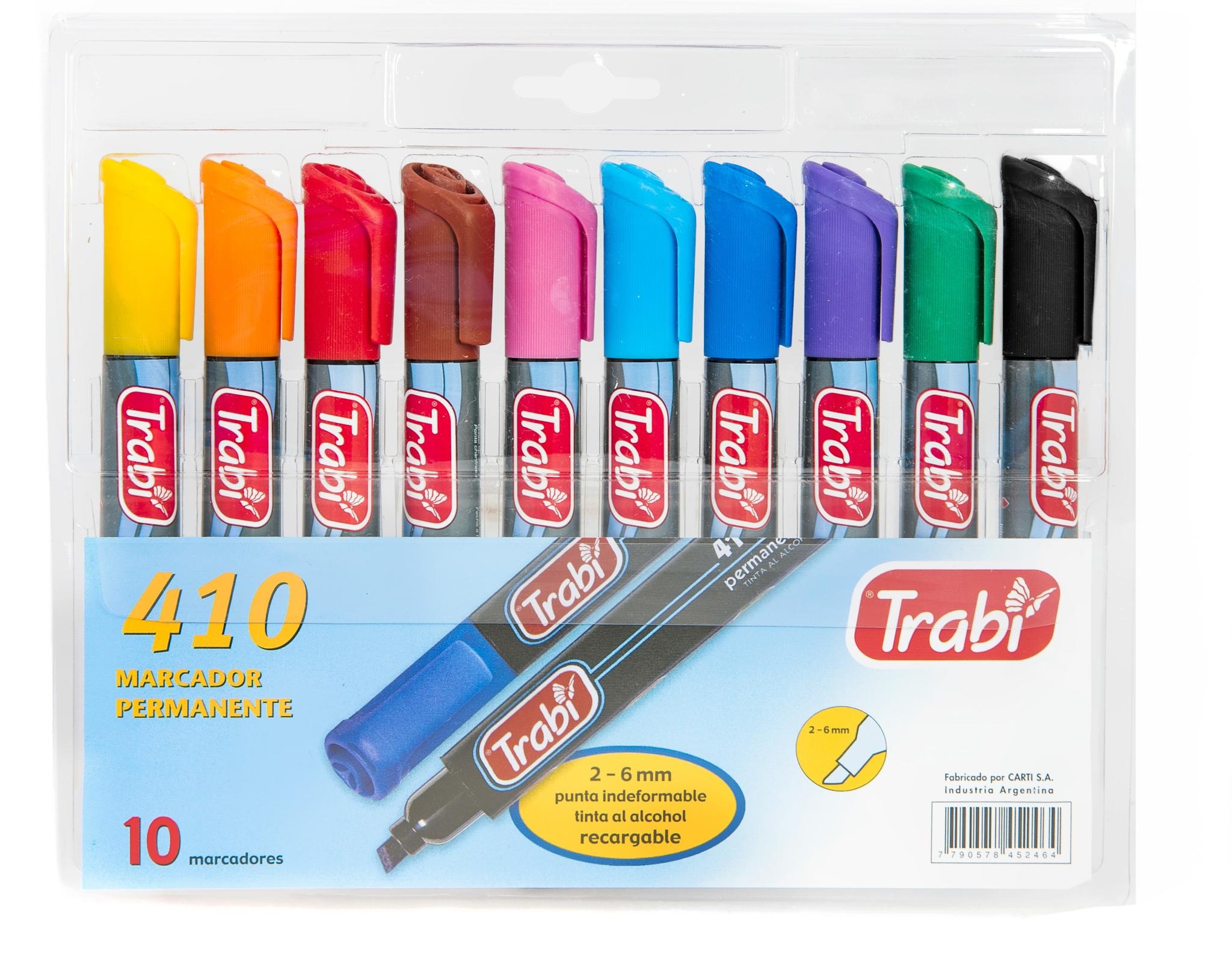 MARCADOR TRABI 410 PERMANENTE SURT. X10U. BLISTER (TR5246)