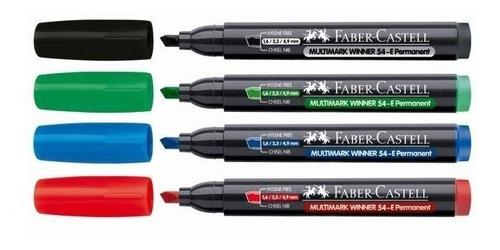 MARCADOR PERMANENTE FABER 54E P/CHATA X12U.  NEGRO/AZUL/ROJO/VERDE.