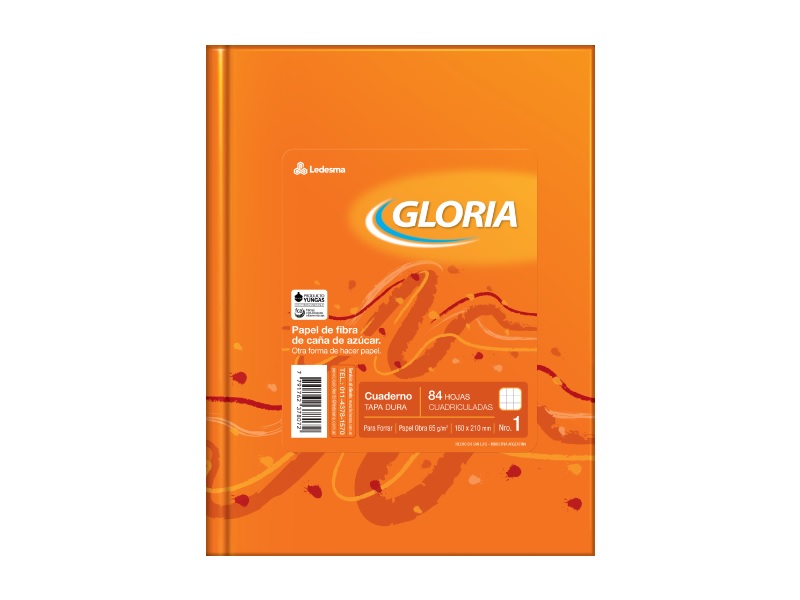 CUADERNO GLORIA T/DURA X84H CUADRICULADO P/FORRAR (100927)