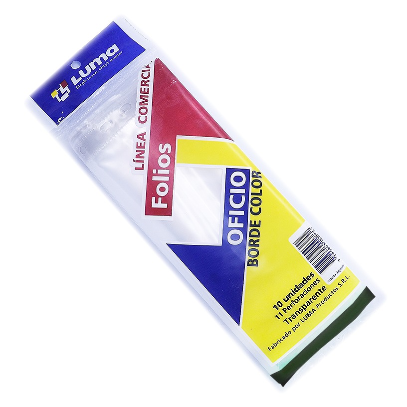 FOLIO LUMA OFICIO PESADO C/BORDE COLOR X10U. 31156