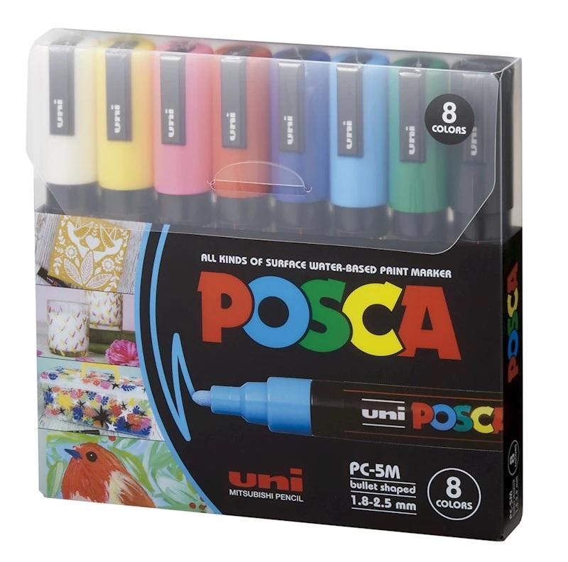 MARCADOR MITSUBISHI POSCA PC-5M PUNTA CONICA X8U.