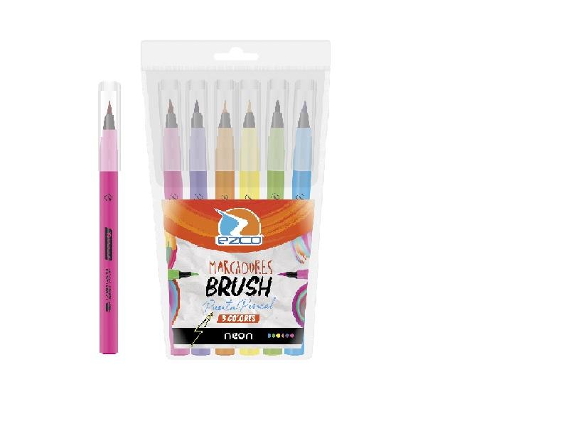 MARCADOR EZCO BRUSH PUNTA PINCEL PASTEL X 6U.