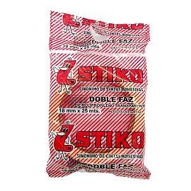 CINTA STIKO DOBLE FAZ TRANSPARENTE 18MM X 25M