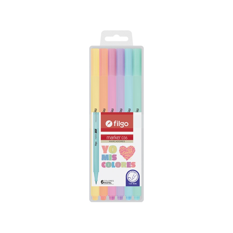 MARCADOR ESCOLAR FILGO 036 YO AMO MIS COLORES X6U. PASTEL (SW-M36-P6)