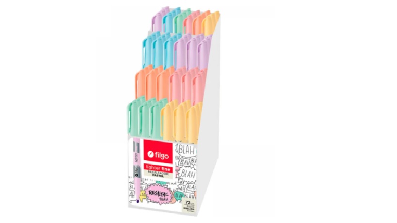 EXHIBIDOR FILGO RESALTADOR LIGHTER FINE PASTEL X72U (SLF-D72-PAS)