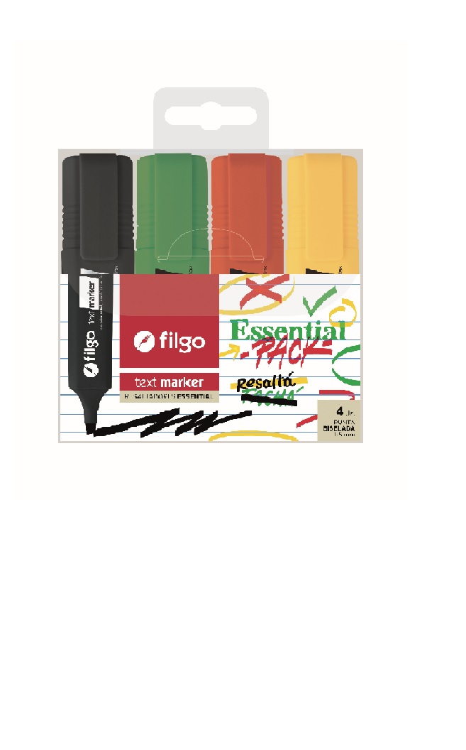 RESALTADOR FILGO TEXT MARKER ESSENTIAL BLISTER X 4U (TXM-E4-ESN)