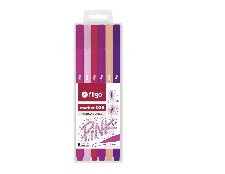 MARCADOR ESCOLAR FILGO 036 YO AMO MIS COLORES X6U. PINK UP! (M36-E6-PINK)