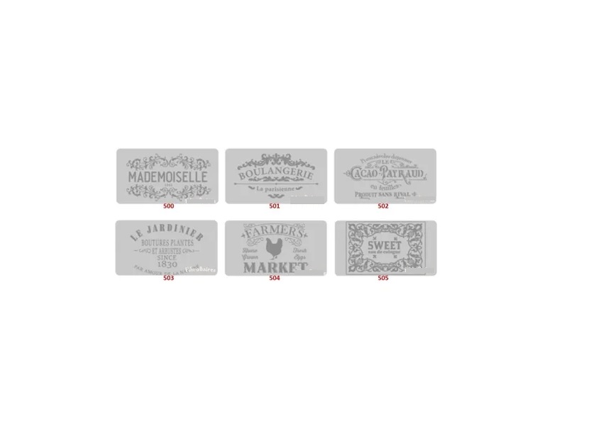 BAJO RELIEVE EQ ARTE ETIQUETAS 7 X 12 CM. C/U (500-1-2-3-4-5)