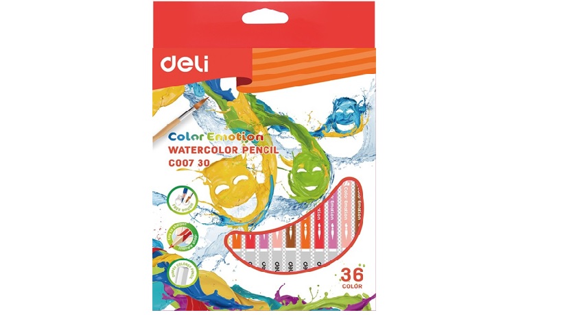LAPIZ COLOR DELI EMOTION ACUARELABLE X 36U. LARGOS + PINCEL (C00730)