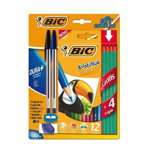 KIT ESCOLAR BIC EVOLUTION + BOLIGRAFOS + GOMA Y SACAPUNTAS (9709421)