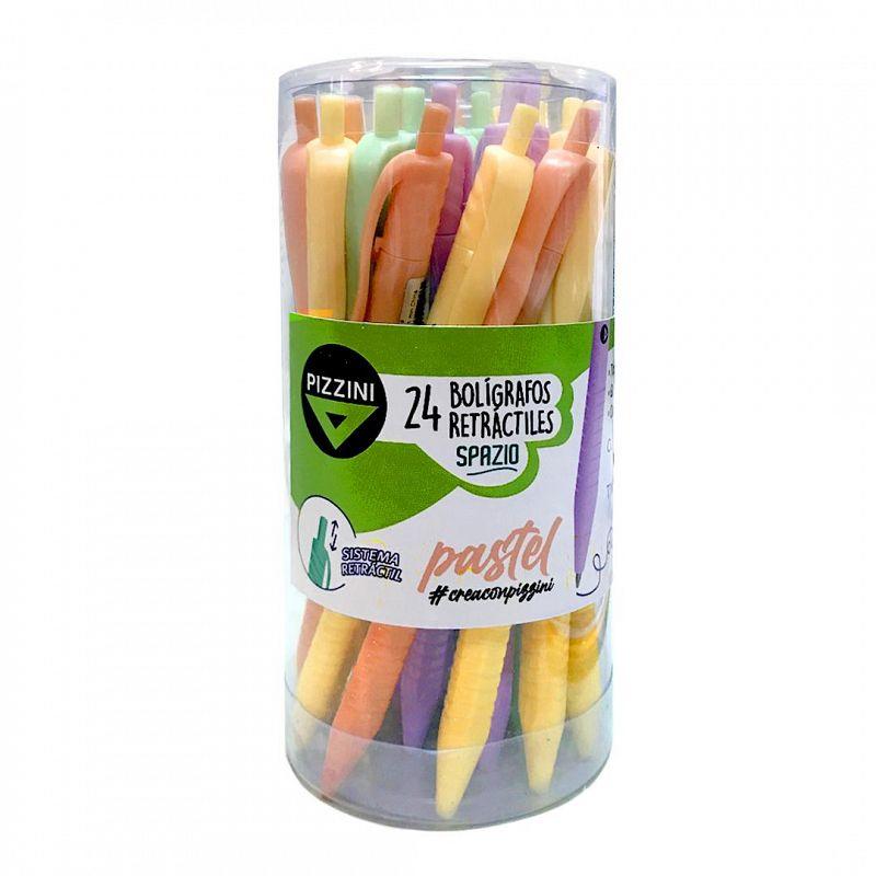BOLIGRAFO PIZZINI SPAZIO PASTEL RT 1MM T/AZUL TUBO X 24U. V/COLORES. (BR36PCSAZx24)