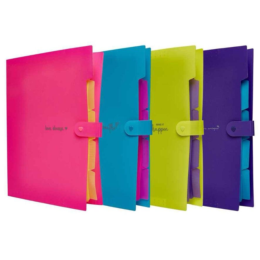 CARPETA PAGODA CON 5 DIVISIONES NEON.