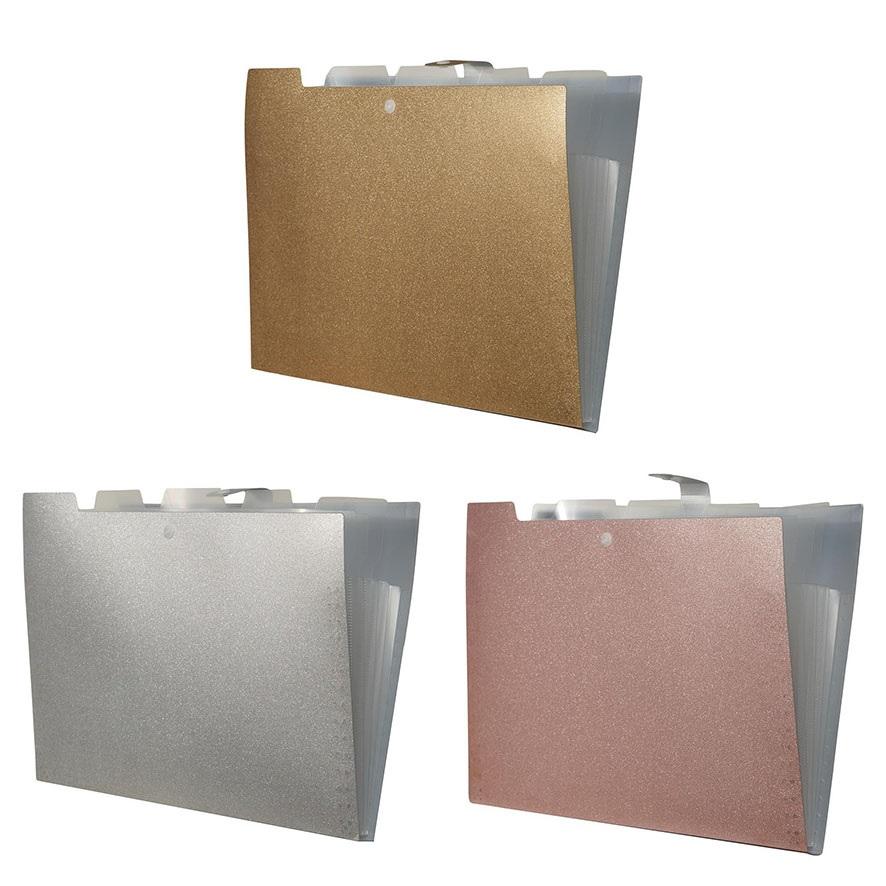 CARPETA PAGODA CON 5 DIVISIONES GLITTER.