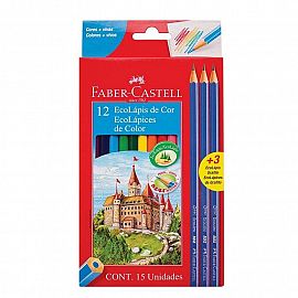 LAPIZ COLOR FABER ECOLAPIZ X12U LARGOS + 3 GRAFITOS (112618+3GR) (120112+3GR)