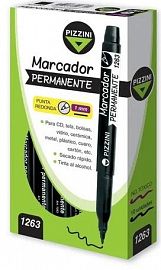 MARCADOR PERMANENTE PIZZINI PTA REDONDA 1MM V/COLORES (1262NG/AZ/RJ/VE)