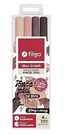 MARCADOR FILGO DUO BRUSH DOBLE PUNTA X 4 PIEL (DBSH-E4-PIEL)