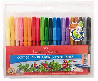MARCADOR ESCOLAR FABER CASTELL FIESTA EST. CARTON X20U. (555329)