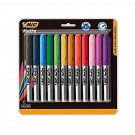 MARCADOR BIC MARKING PERMANENTE BLISTER X12U. V/COLORES (969506)