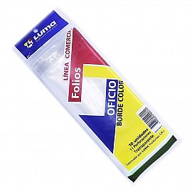 FOLIO LUMA OFICIO PESADO C/BORDE COLOR X10U. 31156