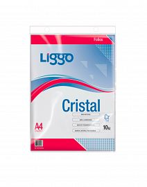 FOLIO LIGGO A4 PLANO CRISTAL P/COLGAR 40MIC X10U. (370-1100)