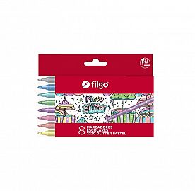 MARCADOR FILGO PINTO ESTUCHE X8U. GLITTER PASTEL  (CM2220-E8-GLIPA)