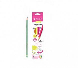 LAPICES DE COLORES SKYCOLOR FLUO X6U LARGOS (JJ10136N-6)