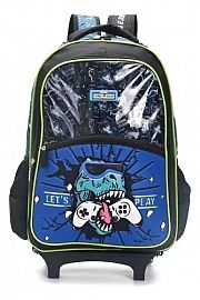 MOCHILA MODAX LETS PLAY DINO GAMER C/CARRO 18