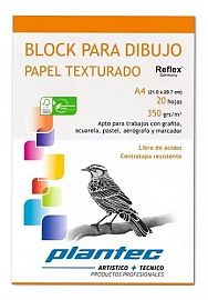 BLOCK DE DIBUJO PLANTEC EMBLOCADO TEXTURADO A4 20H 21 X 29.7 350GRS (15662)