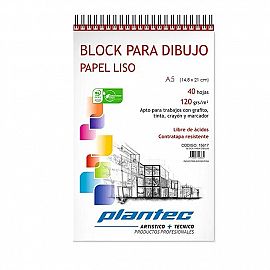 BLOCK DE DIBUJO PLANTEC ESPIRALADO LISO A5 40H 14,9 X 21 120GRS (15611)