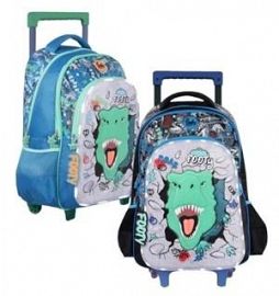 MOCHILA FOOTY 2025 DINO GLOW C/LUZ LED C/CARRO 18